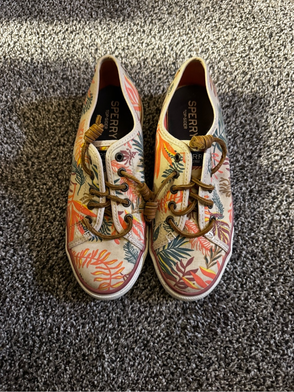 Sperry Women's Floral Canvas Sneakers - Cream, Orange, Green
